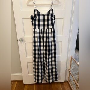 j crew black and White Checkered Maxi Dress